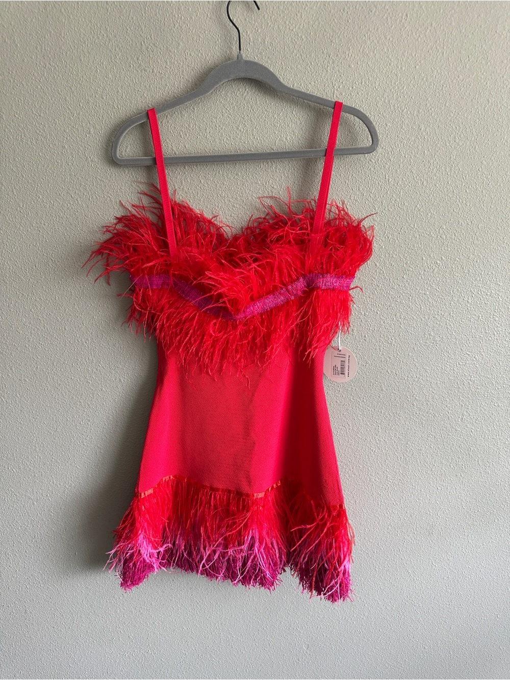 NWT Staud Etta Ostrich Feather Mini Dress Medium - Picture 7 of 15